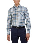 Ben Sherman Mens Dress Shirt Dark Blue Multicolor Plaid Oxford Long Sleeves - $42.99