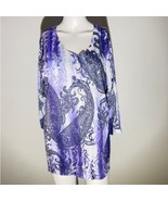 Chico’s Purple Paisley Tunic • 3/4-Sleeve V‑Neck • Size L - €21,39 EUR