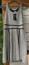 NWT French Atmosphere Women&#39;s L Stretch Knit Dress Chevron Striped Black... - £19.26 GBP