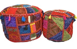 Bean Bag Cover FootStall Pouffe Recycled Fabric Indian FairTrade Large Handmade - £19.48 GBP