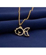 2CT Round Cut Lab Created Diamond Women&#39;s Fish Pendant 14k Yellow Gold P... - $146.99