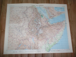 1956 Vintage Map Of Ethiopia Abyssinia Eritrea Sudan Somalia Djibouti / Africa - $32.95