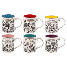 6a 15oz Wht Bible Sayings Mugs Black Decals Painted Handle - $92.06 CAD