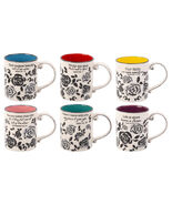 6a 15oz Wht Bible Sayings Mugs Black Decals Painted Handle - €56,55 EUR