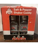 Ohio State University Salt And Pepper Shakers With Metal Caddy NIB - $12.82