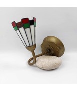 Art Deco Tifanys style Fantasia glass wall scone vintage red green white... - $1,092.51 MXN