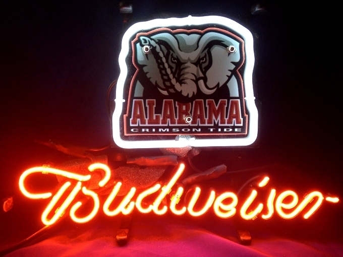 Primary image for NCAA Alabama Crimson Tide Budweiser Neon Light Sign 13" x 8"