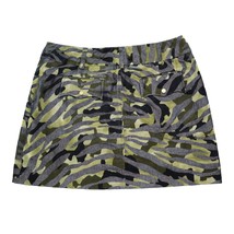 Express Skirt Womens 8 Multicolor Animal and Army Print Snap Zip Mini Skirt - $29.68