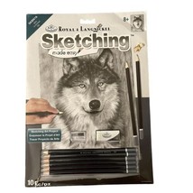 New Sketching Made Easy Kit 9 In X 12 In Wolf Portrait Pencil Art 10pc Set - $9.29