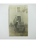 RPPC Photo Postcard Man &amp; Bible Encyclopedias John Sleppy Jr Ohio Antiqu... - £15.68 GBP