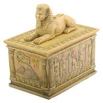 Ancient Egyptian Sphinx with Hieroglyphics Jewelry Trinket Box - $19.78