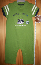Carter Baby Clothes 6M-9M Newborn Bodysuit Jumpsuit Green River Raccoon Playsuit - £9.66 GBP