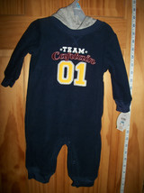 Carter Baby Clothes 3M-6M Newborn Jumpsuit Hoodie Team Captain Blue Play... - $14.24