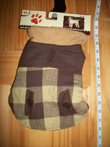 Pet Gift Dog Clothes XS Dog Jacket Outfit Brown Checkered Canine Animal Coat New - £7.12 GBP