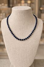 Napier Blue Bead Necklace 14 Inch Vintage Gold Tone Clasp - $21.60