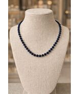 Napier Blue Bead Necklace 14 Inch Vintage Gold Tone Clasp - $21.60