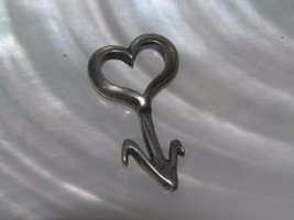 Estate Ganz Pewter Open Heart Flower Pendant – 1.25 x 0.75 inches including bail - £6.62 GBP