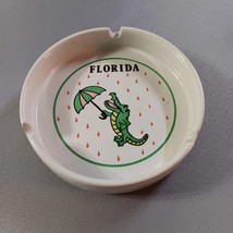Ashtray Florida Souvenir Croc With Umbrella Colorful 5&quot; Round Ceramic  - €10,26 EUR