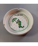 Ashtray Florida Souvenir Croc With Umbrella Colorful 5&quot; Round Ceramic  - €10,26 EUR