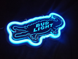  Bud Light Crocs Alligator 3D Neon Light Sign 12&quot; x 9&quot;  - £158.70 GBP