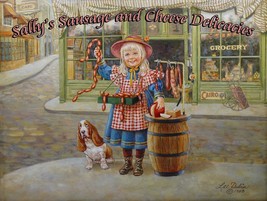 Sally&#39;s Sausage and Cheese Little Children Peddlers by Lee Dubin Metal Sign - £23.98 GBP