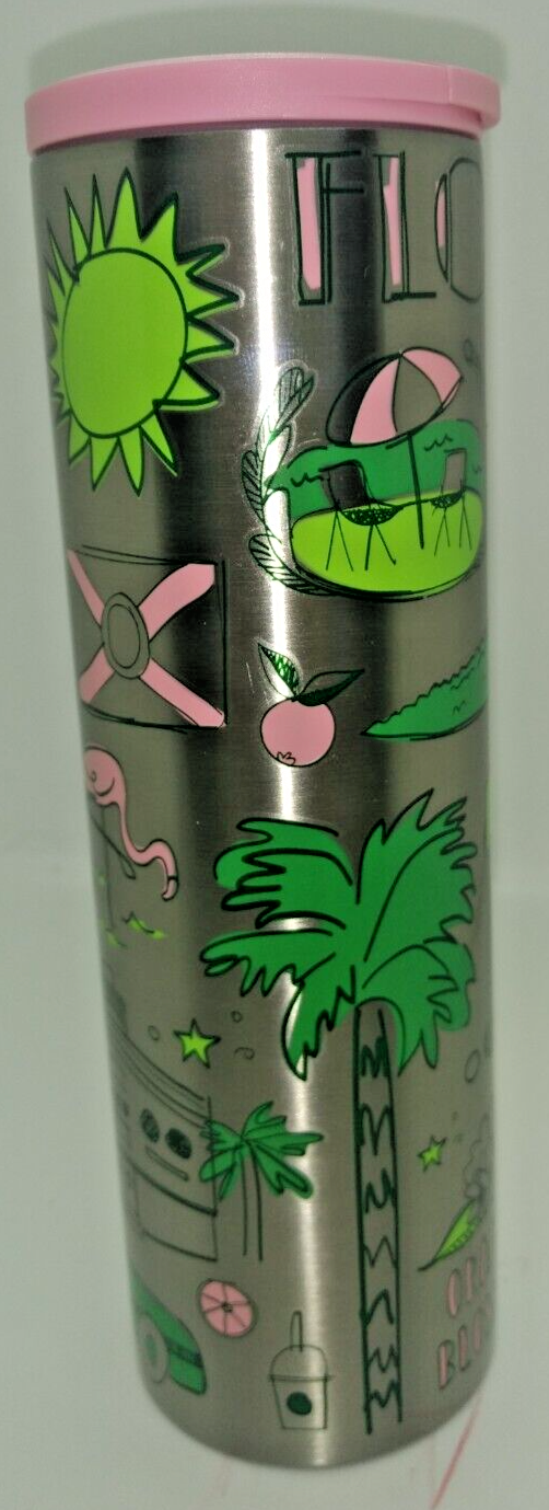 Primary image for Starbucks Florida Been There Stainless Steel 16oz Travel Tumbler & Pink Lid
