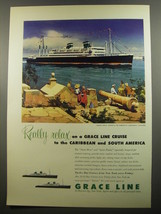 1952 Grace Line Cruise Ad - Santa Paula Entering the harbor of Cartagena - $18.49