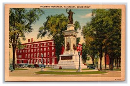 Soldiers Monument Waterbury Connecticut CT UNP Linen Postcard U29 - $2.92