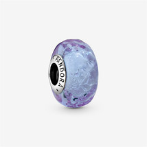 S925 Sterling Silver Wavy Lavender Murano Glass Charm,Birthday Gift,Gift... - $13.99