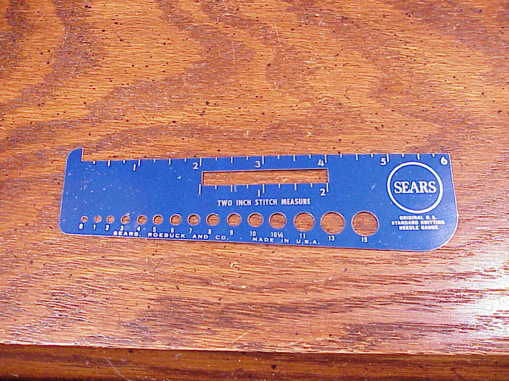 Sears Standard Knitting Needle Gauge Ruler, sizes 0 to 15 - $4.95