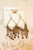 Mudd Faux Jet Black Dangle Drop Faux Crystal Bead Earrings - £10.05 GBP