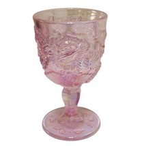 Fenton L G Wright Madonna Inn Wild Rose Floral Water Goblet Pink Iridesc... - $62.99
