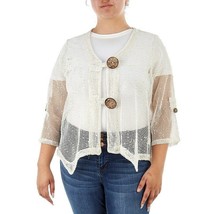 Nwt Nina Leonard Ivory Gold Crochet Topper Shrug Size 1 X Size 2 X 3X Women - £35.58 GBP