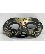Black and Gold Venetian Masquerade Mask w/ GlitterTrim Party Prom Mardi ... - $7.87