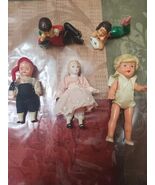 Lot of 5 Vintage Small Plastic Celluloid Porcelain Bisque Dolls  3.5&quot; Ol... - $37.24 CAD
