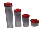 RARE RED! OXO POP 4 Pc Plastic Food Storage Container Set, 1.5 QT 2.1 .9... - $72.75