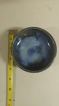 JK Handmade Clay Pottery Bowl Ring Dish Blue White Swirl Glazed - £11.75 GBP