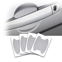 4 Set White Carbon Fiber Truck Car Door Handle Protector Anti-Scratch Small Size - £4.69 GBP