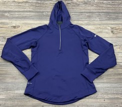 Nike Women&#39;s Dri-Fit 1/4 Zip Pullover W/Hood Purple Activewear Running ~Medium - £11.86 GBP
