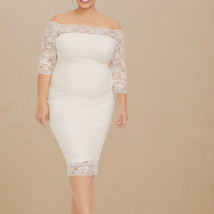 Plus size 28, Torrid Ivory Lace Off The Shoulder Bodycon Wedding Dress - £67.15 GBP