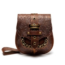 New Steam European And  Women&#39;s Retro Style Leather Chain Embossed  Messenger  B - £130.79 GBP