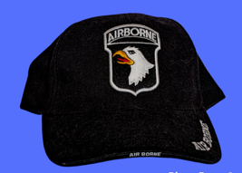 Airborne U.S. Army Unisex Hat Black White Military Cap American Eagle Adjustable - £7.72 GBP