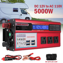 Power Inverter 5000W 12V Dc To 110V Ac Lcd Outdoor For Car Truck Home 3A... - $144.99