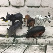 Realistic Wildlife Animal Figures Elephant Hippo Rhino Lion Zebra Lot Of... - $9.89