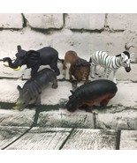 Realistic Wildlife Animal Figures Elephant Hippo Rhino Lion Zebra Lot Of... - $9.89