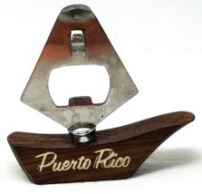 Sail Boat Bottle Opener Puerto Rico 1960s Stainless Steel Wood Japan - $15.15