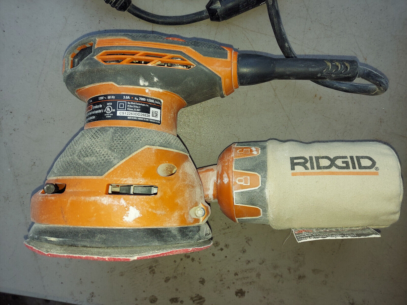 22PP21 RIDGID POWER SANDER, R2601, NOT USABLE (SPINS AT HIGH SPEED) - £11.21 GBP