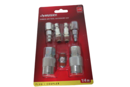 Husky 7 Piece 1/4"  Air Tool Accessory Kit Plug Coupler Industrial New In Pkg - £11.82 GBP