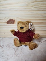 SKM Teddy Bear 6&quot; Plush Stuffed Animal Brown Maroon Turtleneck Sweater M... - £6.90 GBP