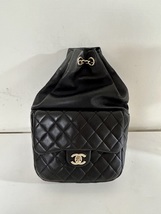 100% Authentic Chanel Black Quilted Lambskin Backpack Bag Gold Hardware - £3,953.42 GBP
